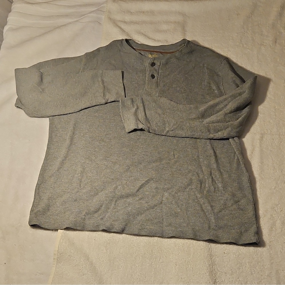 Outdoor Life Field Thermal Henley Men's XL Gray Knit Long Sleeve Solid Shirt